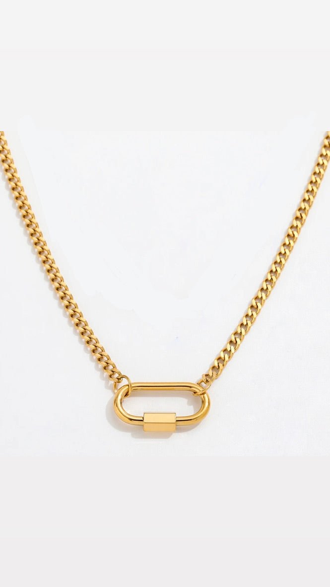 gold Carabiner Clip Necklace