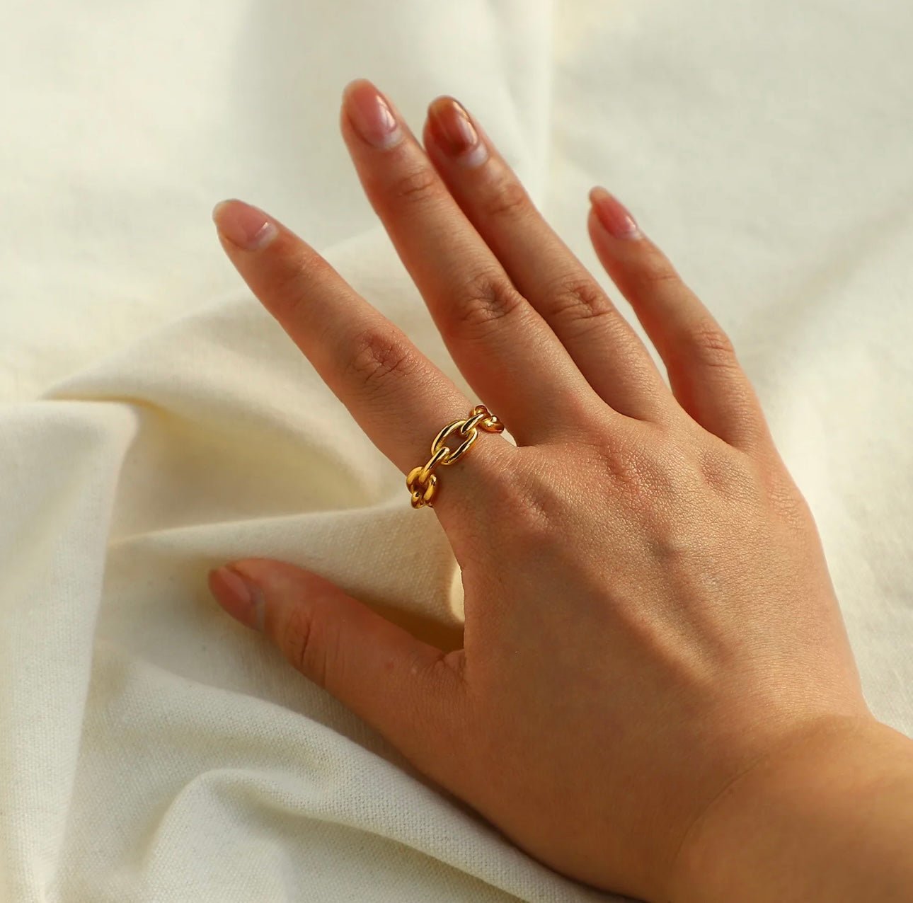 14k gold chain link ring