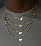 mens chain sizing chart from 18 inch chains to 24 inch chains