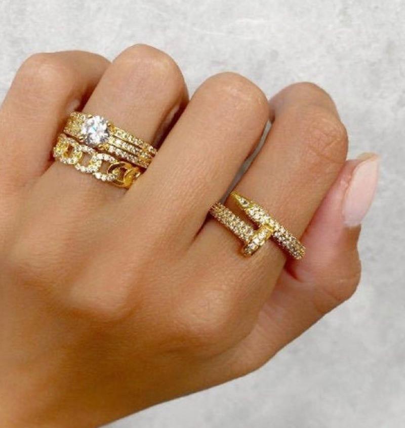 Womens Gem Encrusted Gold Rings