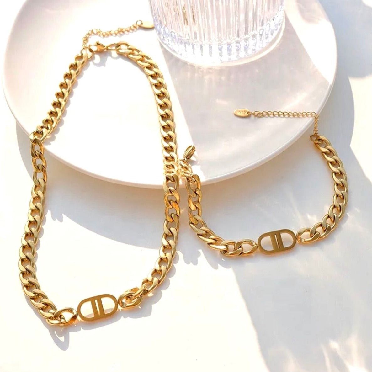 18k-gold-cd-initial-necklace-bracelet-jewelry-set-1oaks.com