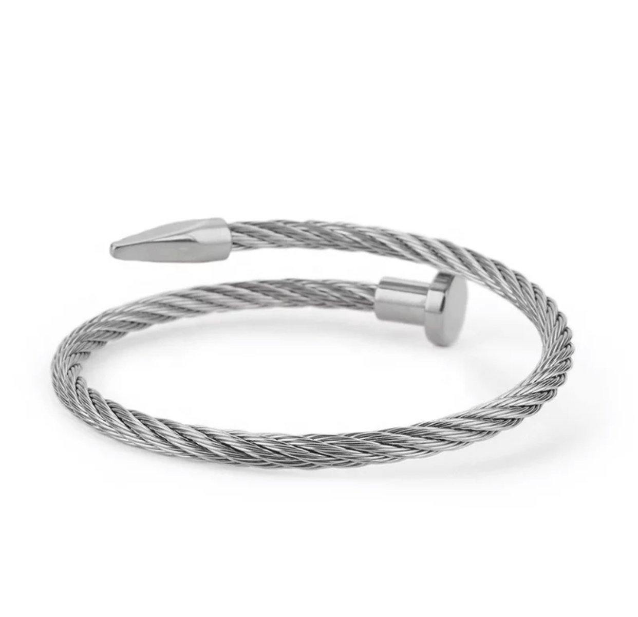 Stainless-Steel-Love-Nail-Bracelet-Women-Jewelry-Nail-Charm-Screw-Cuff-Cable-Wire-Bangle