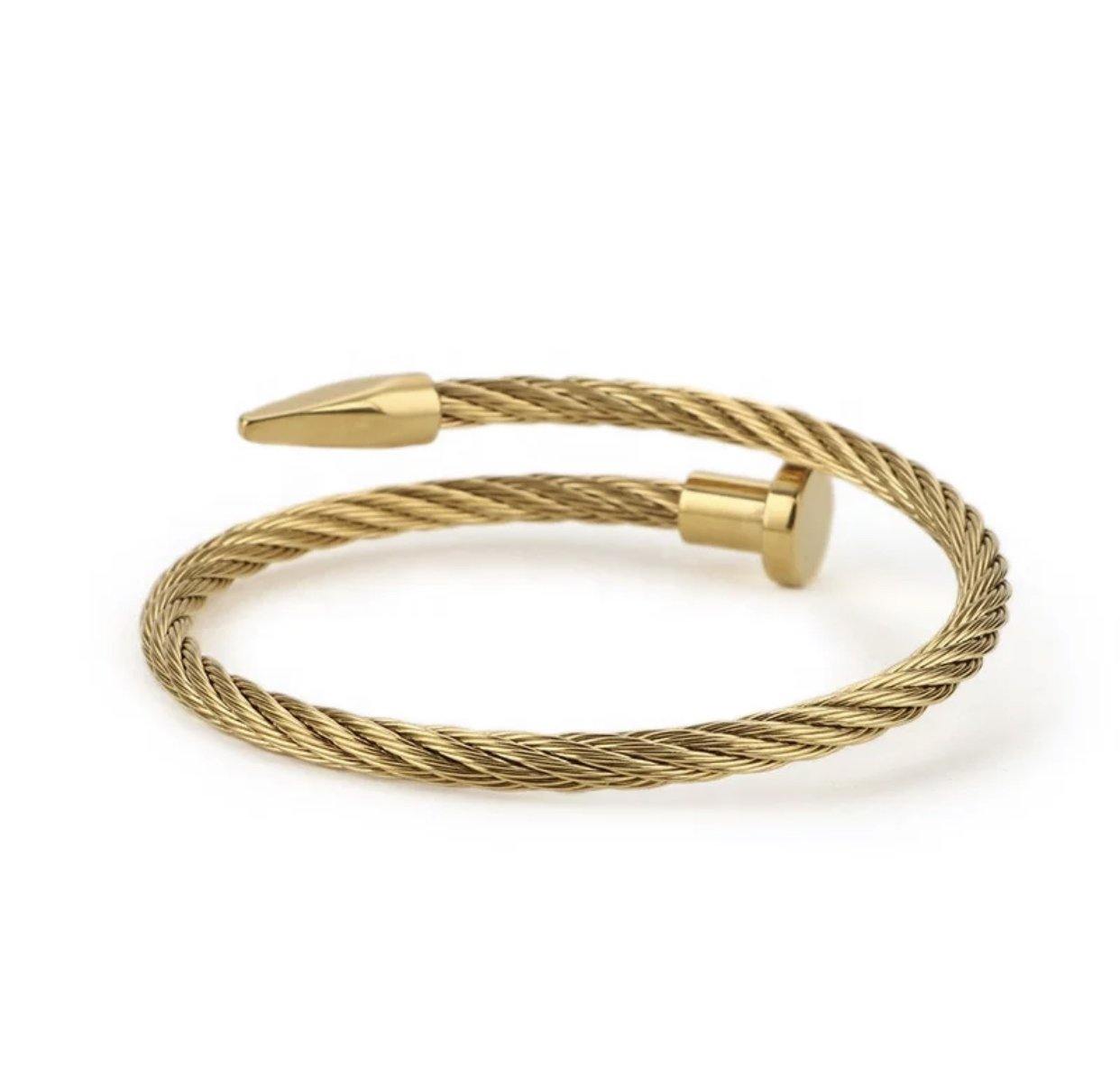 Men's Gold Cable Bracelet Adjustable Bracelet