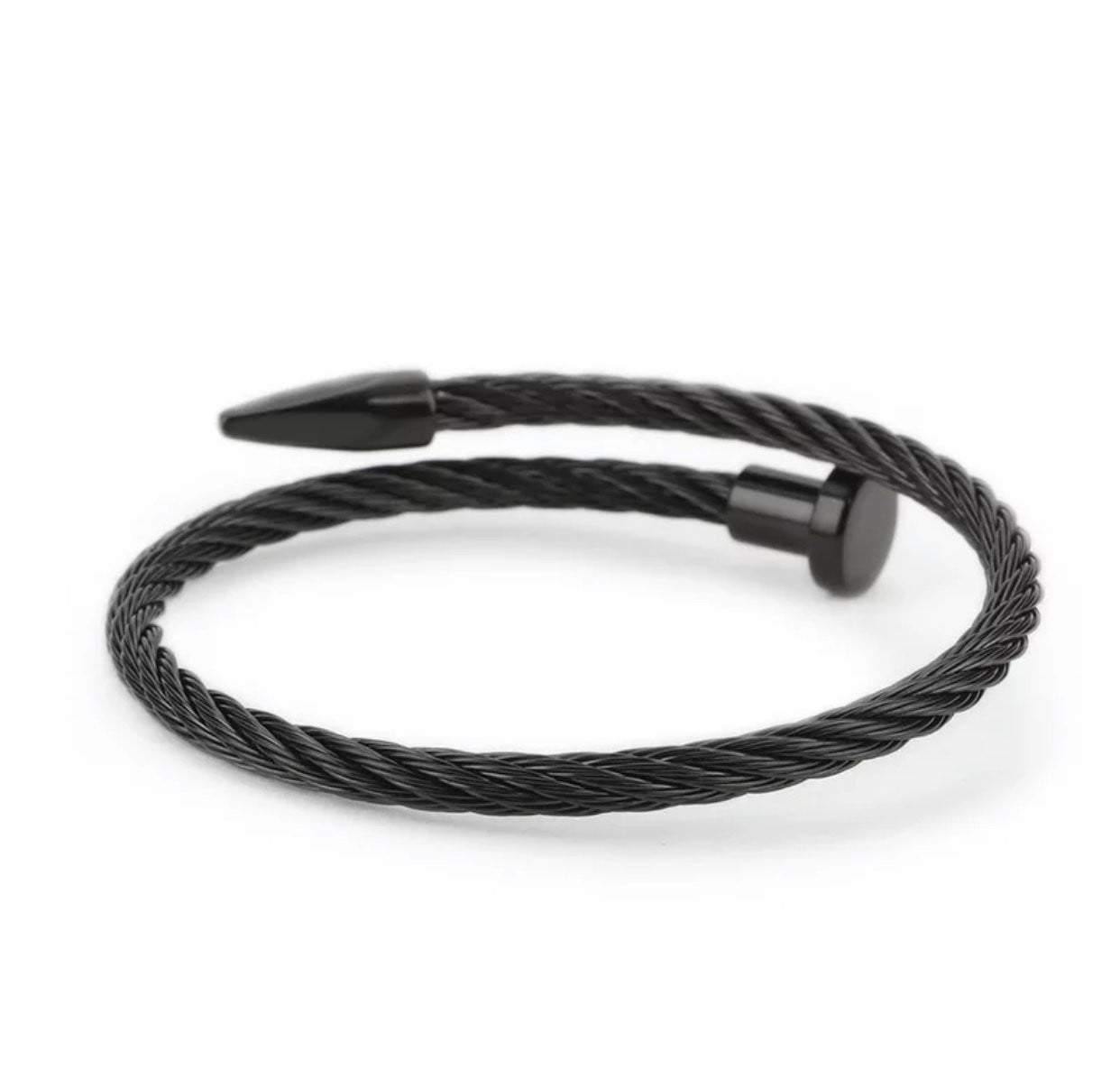 18k Gold Classic Cable Nail Bracelet Bangle Adjustable - 1 Øak