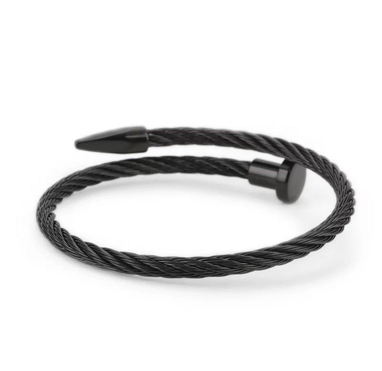 Black Mens Bracelet Cable Bracelet