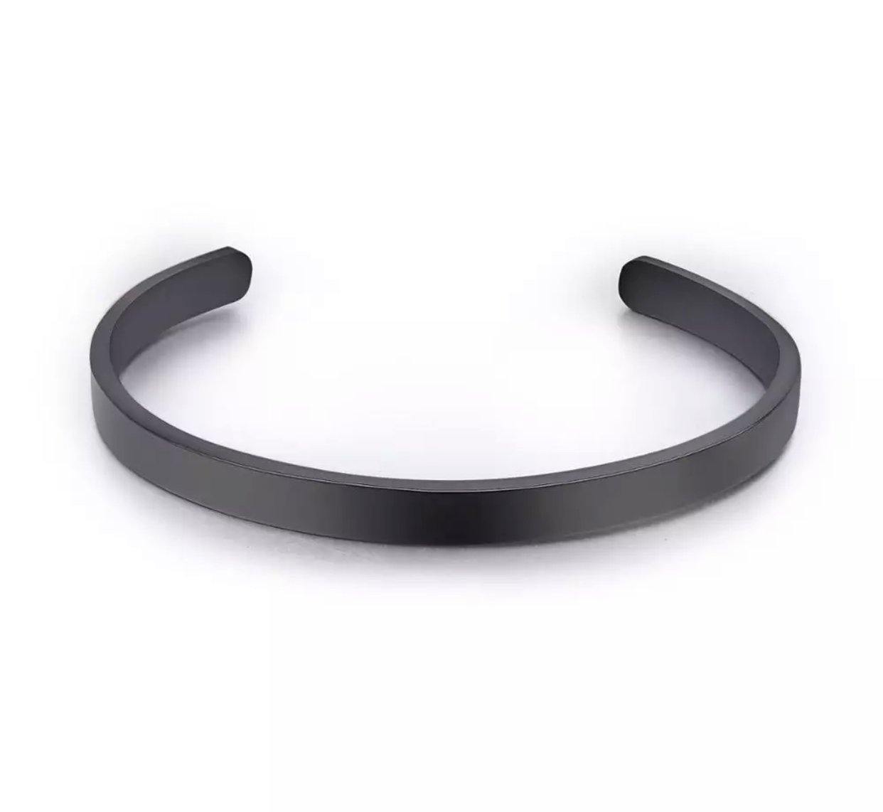 Black Cuff On Bracelet- Customized Couple Bracelets