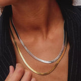 silver snake chain silver herringbone necklace