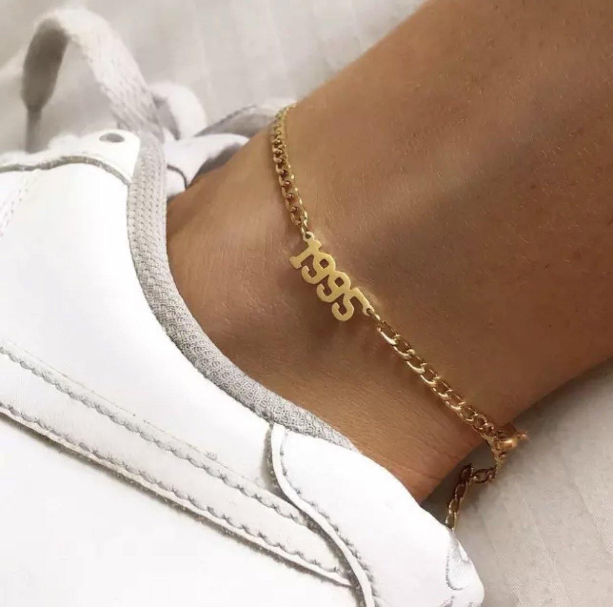 Personalized Name 18k Gold Anklet Custom Ankle Bracelet - 1 Øak