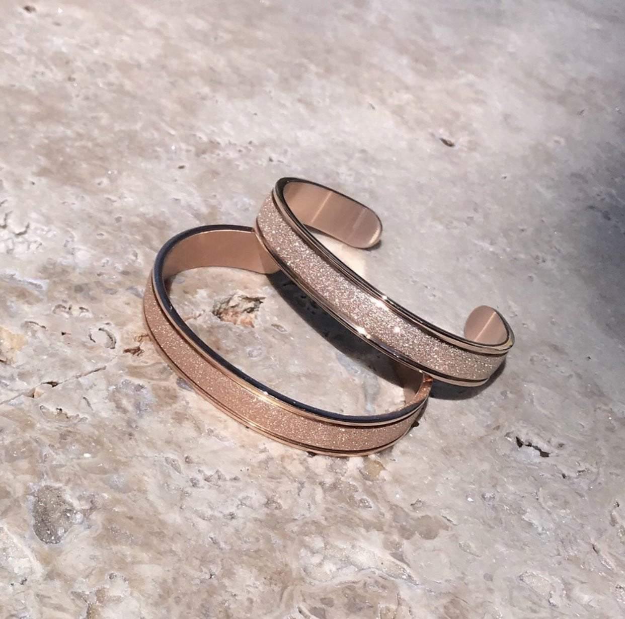 1 oak jewelry frosted rose gold cuff bracelets