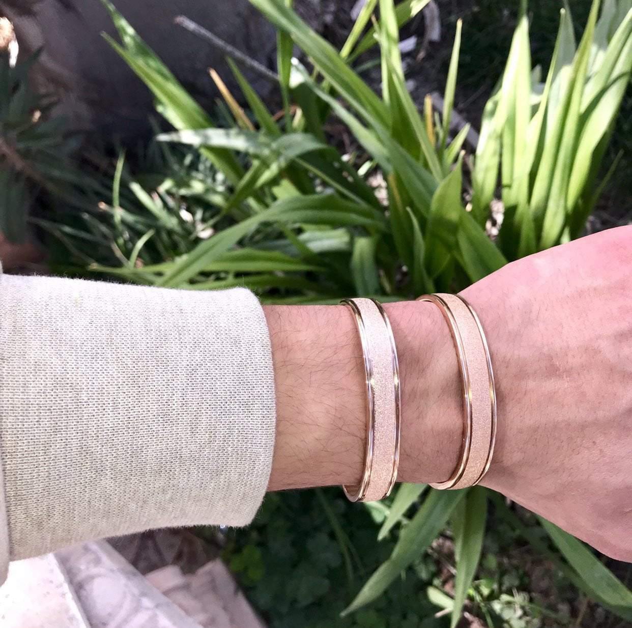 Frosted pink gold band bracelet for her