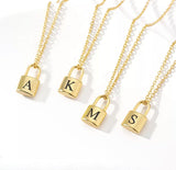 Dainty-Engraved-Lock-Necklace-Gold-or-Silver-Plated-initial-Lock-Personalized-Gold-Chain-Necklace
