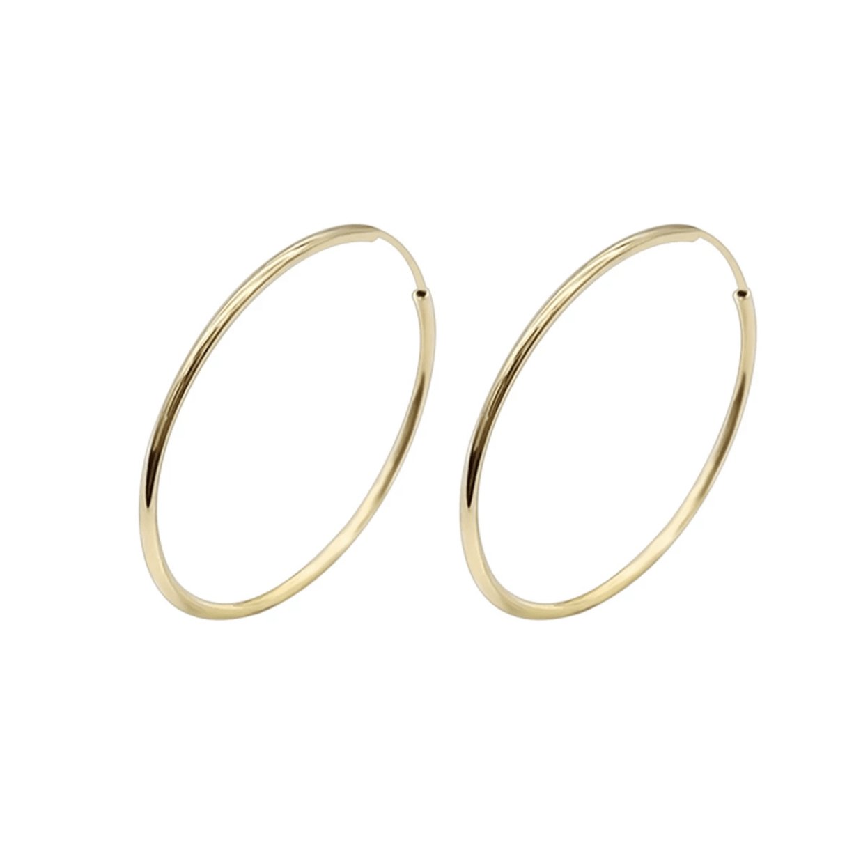 14k Gold Hoop Earrings Round Sleeper Dainty Hoops - 1 Øak