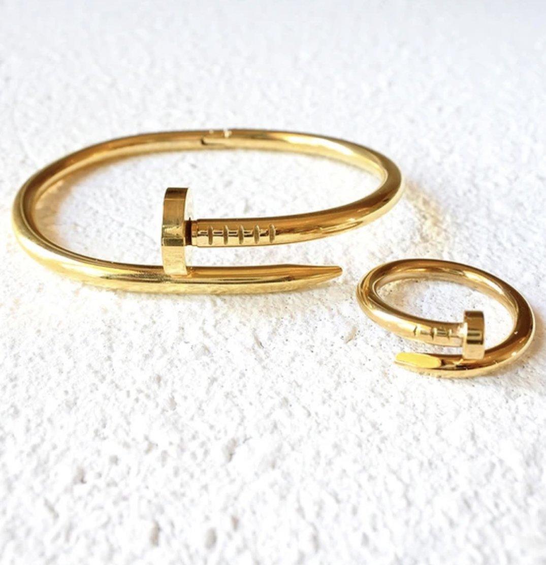 Women's Nail Bracelet And Ring Set - 100% Exclusive - 1 Øak Jewelry