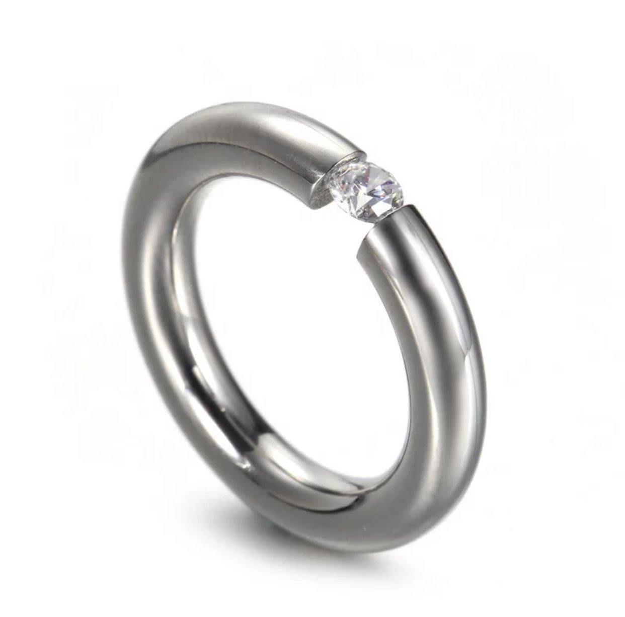 Silver Promise Ring Solitaire Women's Ring