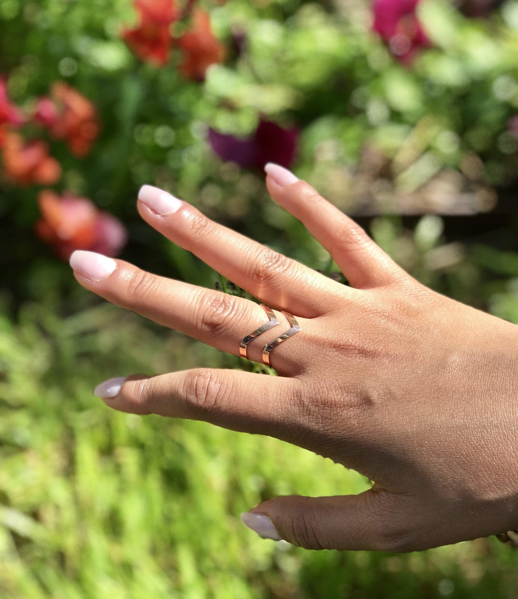 Double Chevron Ring, V Ring Chevron Finger Ring Womens Dainty Ring