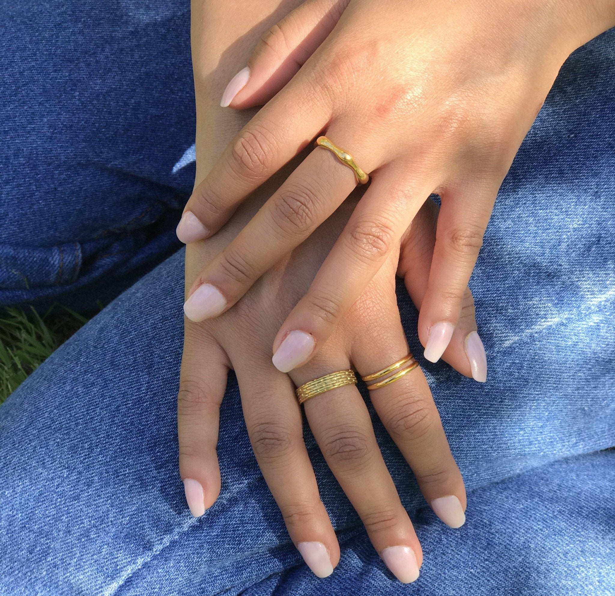 gold stacking rings - gold midi rings stacking ring set from 1 oak jewelry