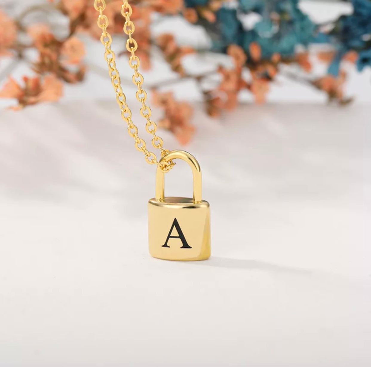 VACRONA A Initial Necklace for Women 18K Gold Plated Lock Necklace Initial  Lock Pendant Necklace Name Letter Lock Chain Necklace Layered Dainty Initial  Necklace 14k Initial Necklace Gift for Her : Buy