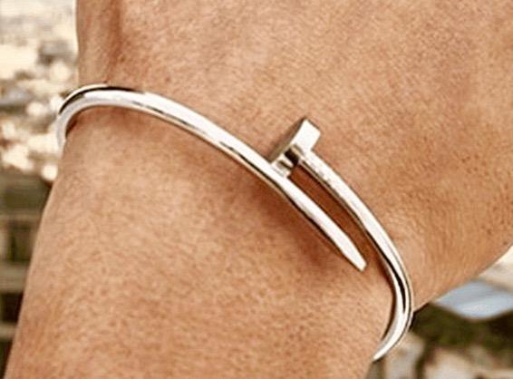 mens silver nail bracelet 1 Oak Jewelry 