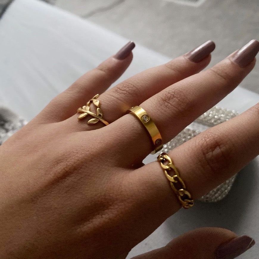 gold chain ring dainty gold rings set