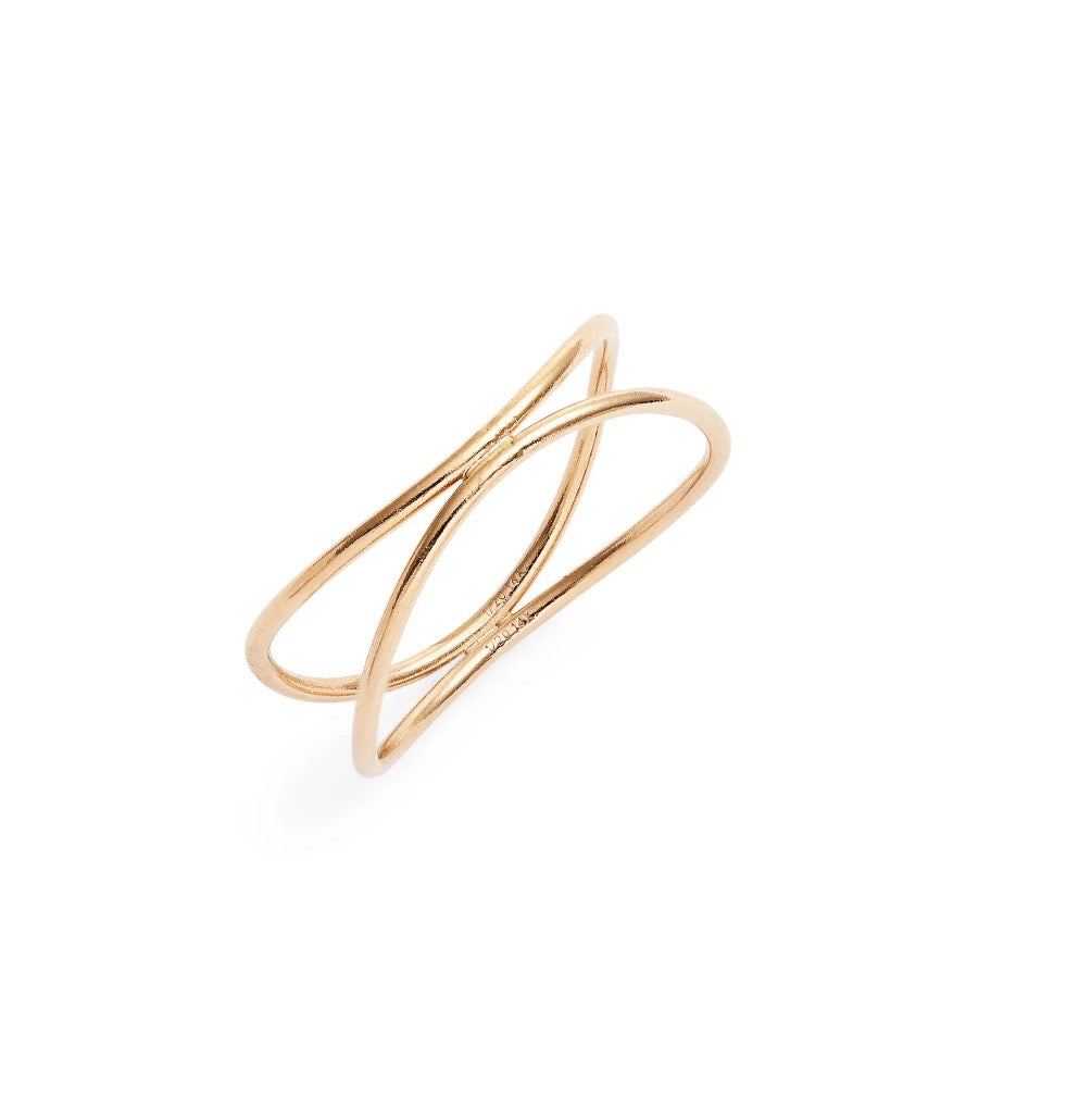 14k Gold Spiral Wire Wave Ring