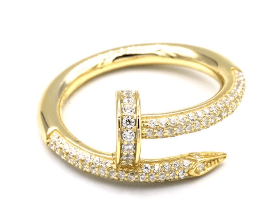 18k Gold Iced Out Diamond Nail Ring - 1 Øak