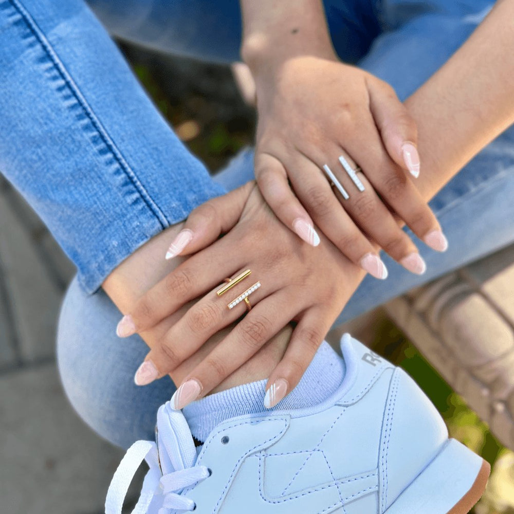 T Rings Pinterest Women Split Bar Ring T Ring With Gems Double T Ring Double Bar Ring