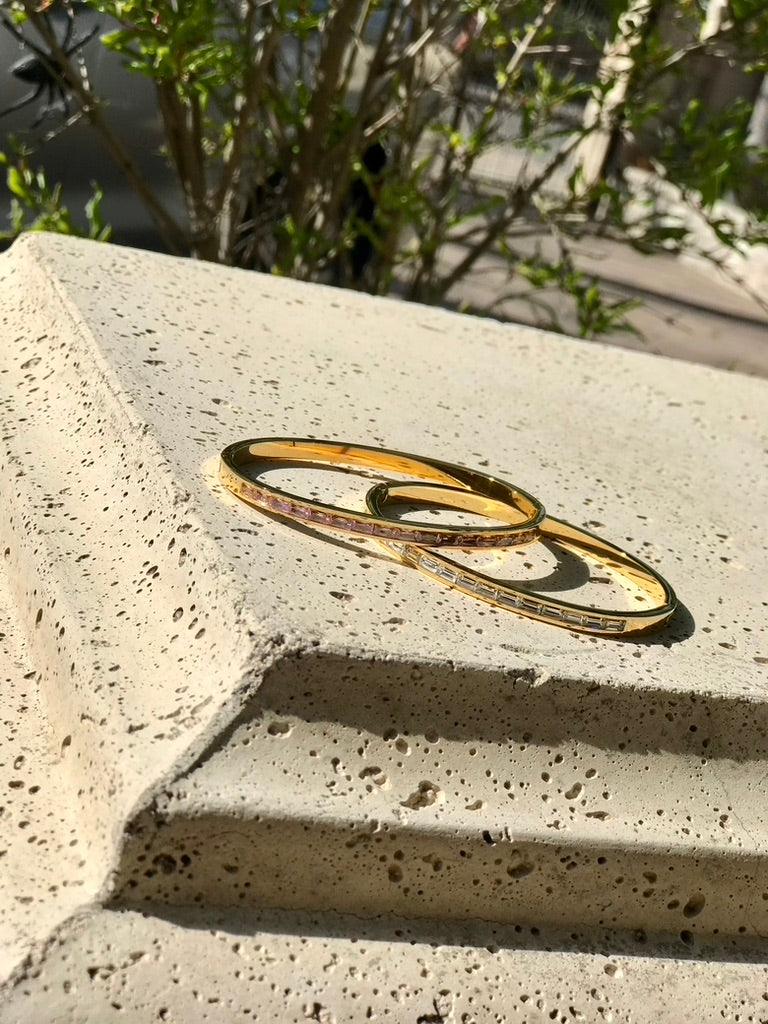 Gold thin Baguette Encrusted gold bracelets