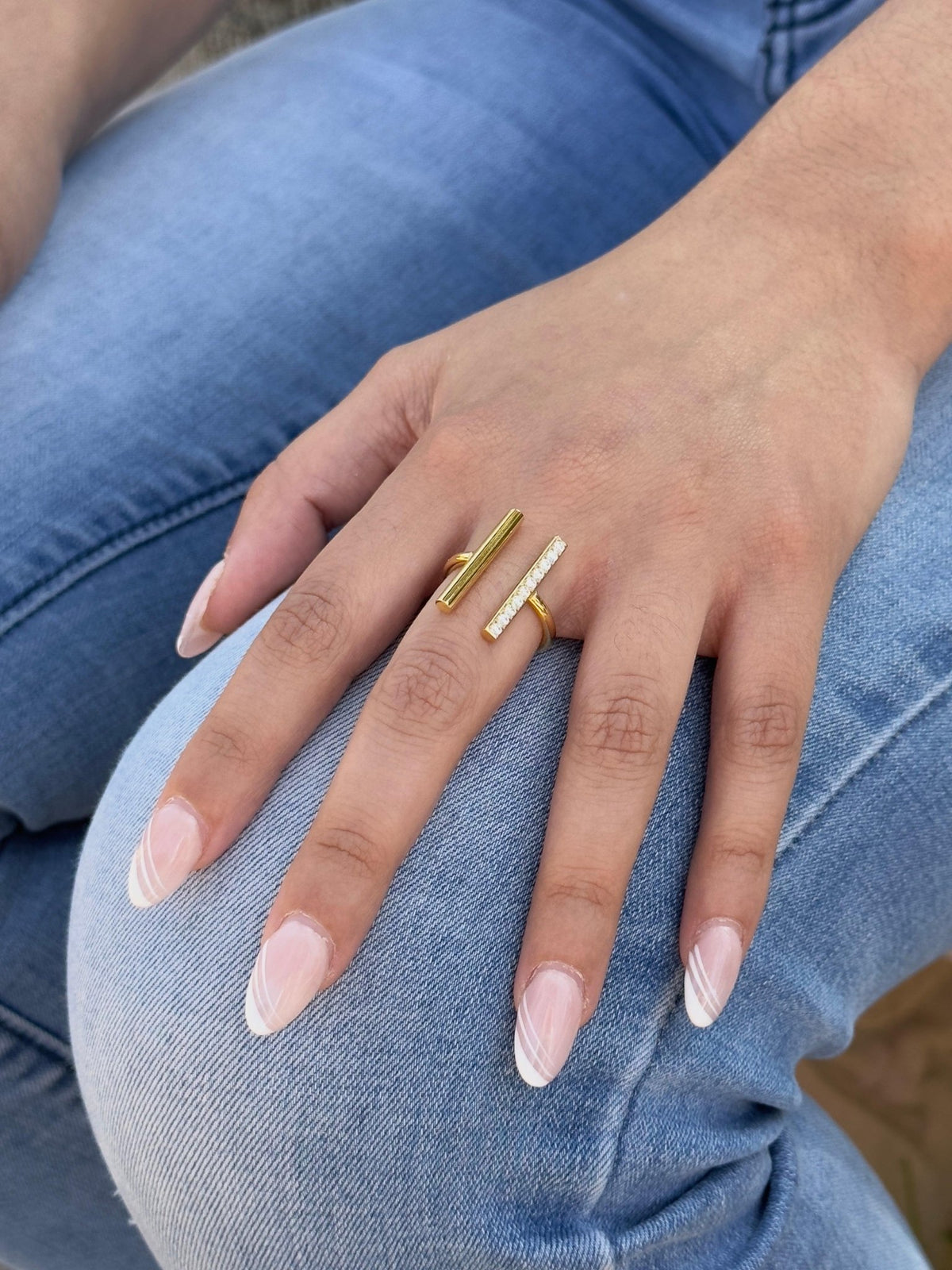 T Rings Pinterest Women Split Bar Ring T Ring With Gems Double T Ring Double Bar Ring