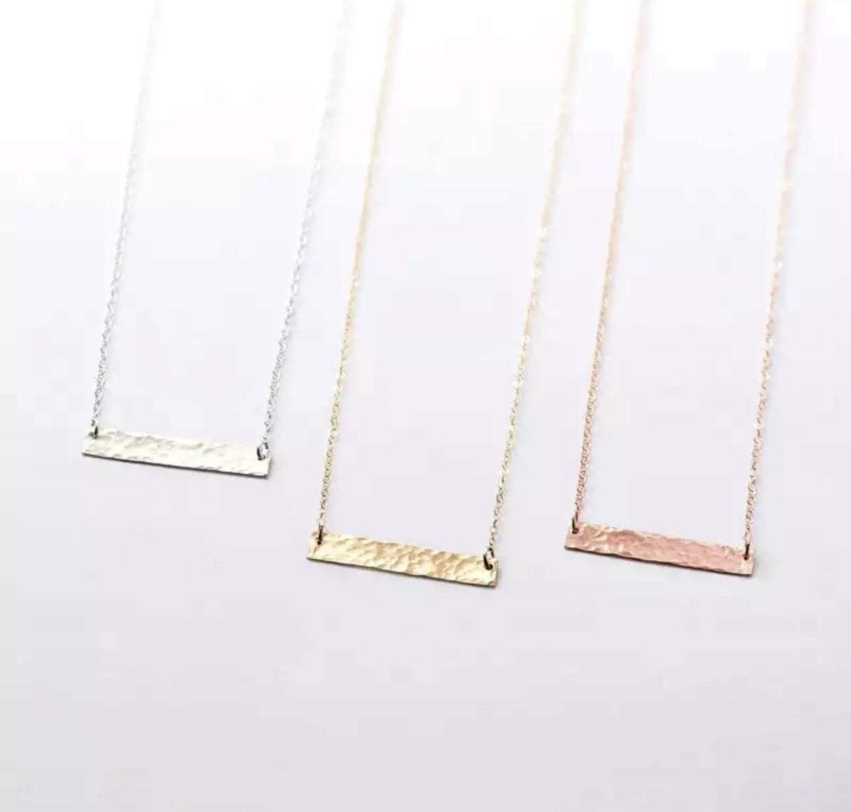 18k-Hammered-Gold-Dainty-Personalized-Bar-Necklace-1oakjewelry.com